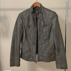 Vegan leather jacket gray S worn once